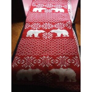 NEW Red White Polar Bear Scarf Infinity Reversible NWOT SNOWFLAKE CHRISTMAS